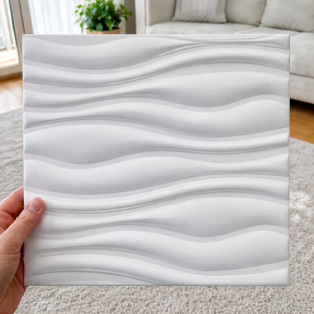 Kaseton Ścienny Sufitowy Biały fale strukturalny 3D Polistyren 50x50 cm